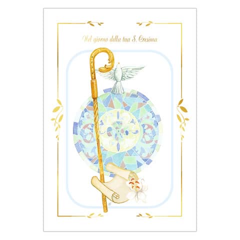 Biglietti augurali Santa Cresima Biembi 12x18 cm conf. da 6 pezzi assortiti - con portasoldi - BXBDKTC03